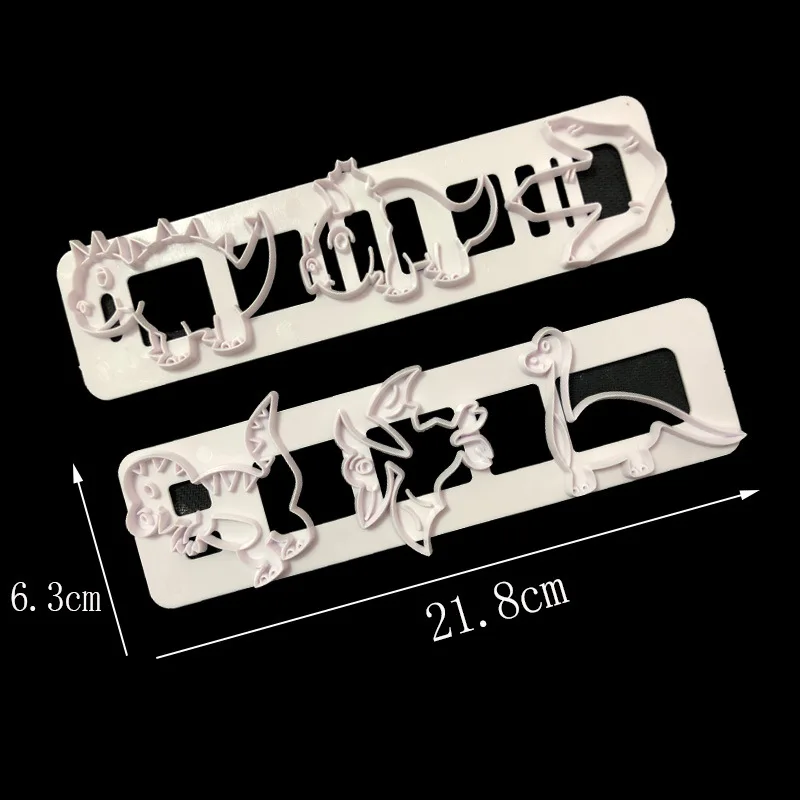 2pcsset Dinosaur Shaped Biscuit Cutting Mold Fondant DIY Modeling Tools 3D Cookie Dessert Baking Moulds 4