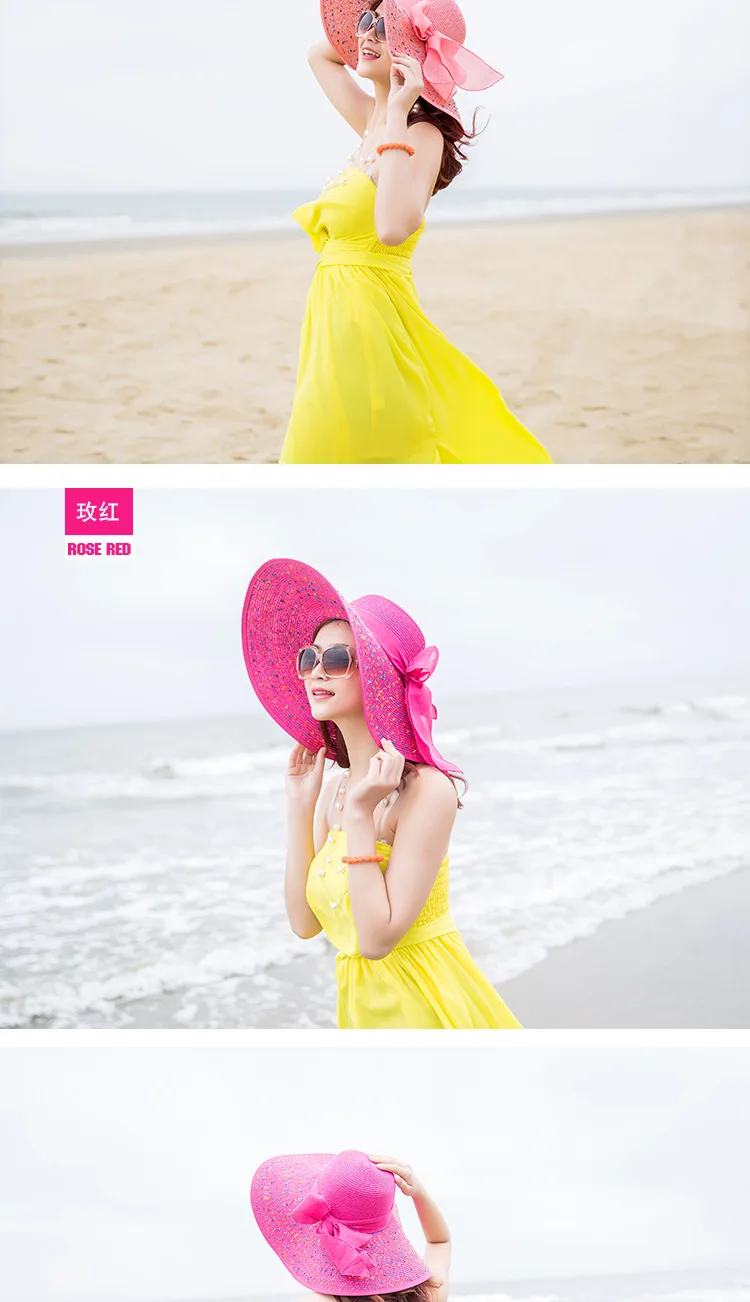 Мода Bowkno винтажная шляпа леди лето широкий вдоль панамный Бант Солнце пляжная соломенная шляпа Mujer Кепка карамельных цветов солнечные шляпы для женщин
