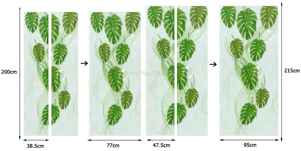 Самоклеящаяся Водонепроницаемая дверная наклейка современный простой зеленый лист Тропическое растение художественные обои для спальни декор двери 3D стикер на стену s