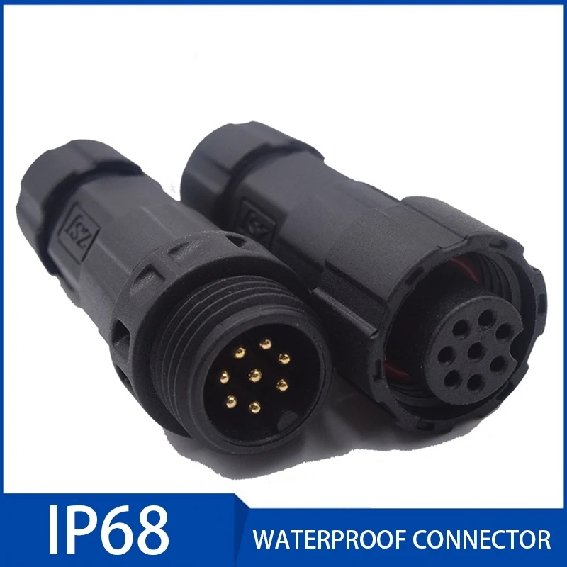 

1pcs IP68 Waterproof Electric Cable Plug Socket 15A Male Female Assembled Soldering Wire Connector 2/3/4/5/6/7/8/9/10/11/12 Pin