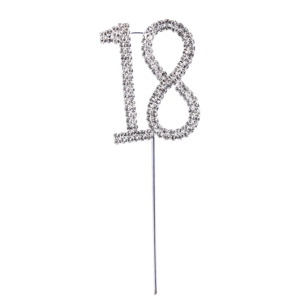

Number 18 21 50 60 Birthday Crystal Rhinestone Cake Topper Birthday Cake Alloy Made Topper Party Anniversary Cake Decoration