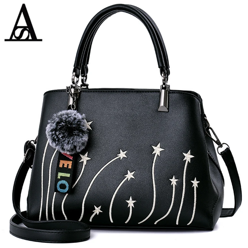 

AITESEN Luxury 2017 Stars Imprint Fur Ball Decoration Woman O Louis Bags Exquisite Elegant Michael Handbags Tas Sac A Main Femme