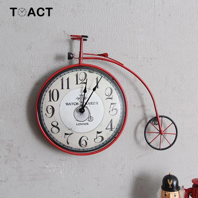 

Retro Wall Clock Bicycle Vintage Wall Clocks Country Living Room Bedroom Personalized Decoration Hanging Watch New Arrival