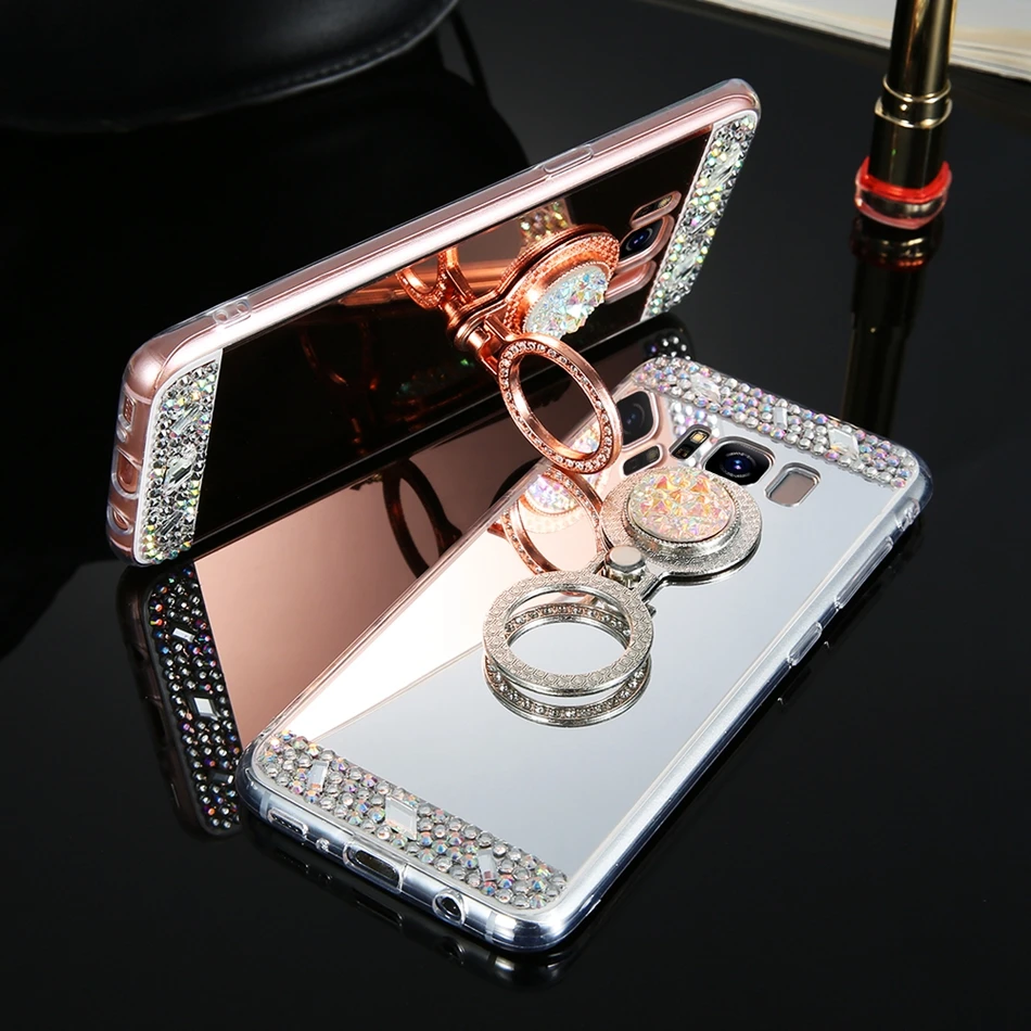 Чехол Marchcover для Samsung Galaxy J2 Pro J4 J6 Plus J8 A7 A9 2018 Блестящий зеркальный чехол со стразами