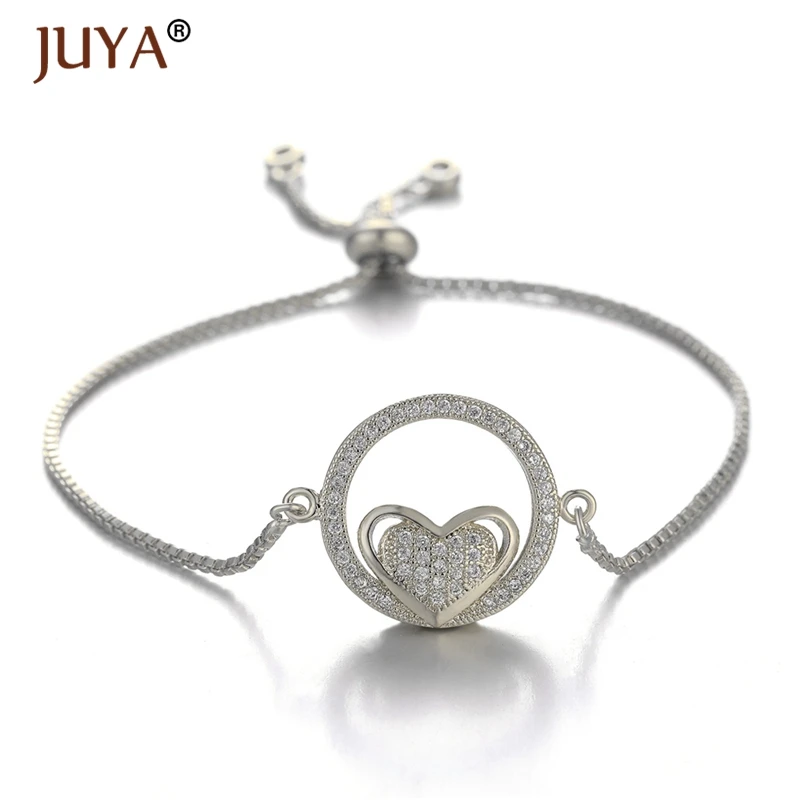 Pulseras mujer moda 2019 медь циркон горный хрусталь Перфорированный Круглый сердце