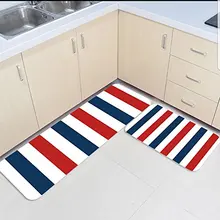 2 шт. Коврики для кухни и ковры набор красные, синие и белый полосатый украсить дом Non Skid Спальня Коврики Дверные для гостинной