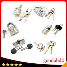 Goodobd2 6pcs Transparent Visable Cutaway Practice Padlock Lock Door Lock Pick Training Learning Skill For Locksmith tool free shipping 9pcs transparent visible cutaway practice padlock door lock pick training skill for locksmith