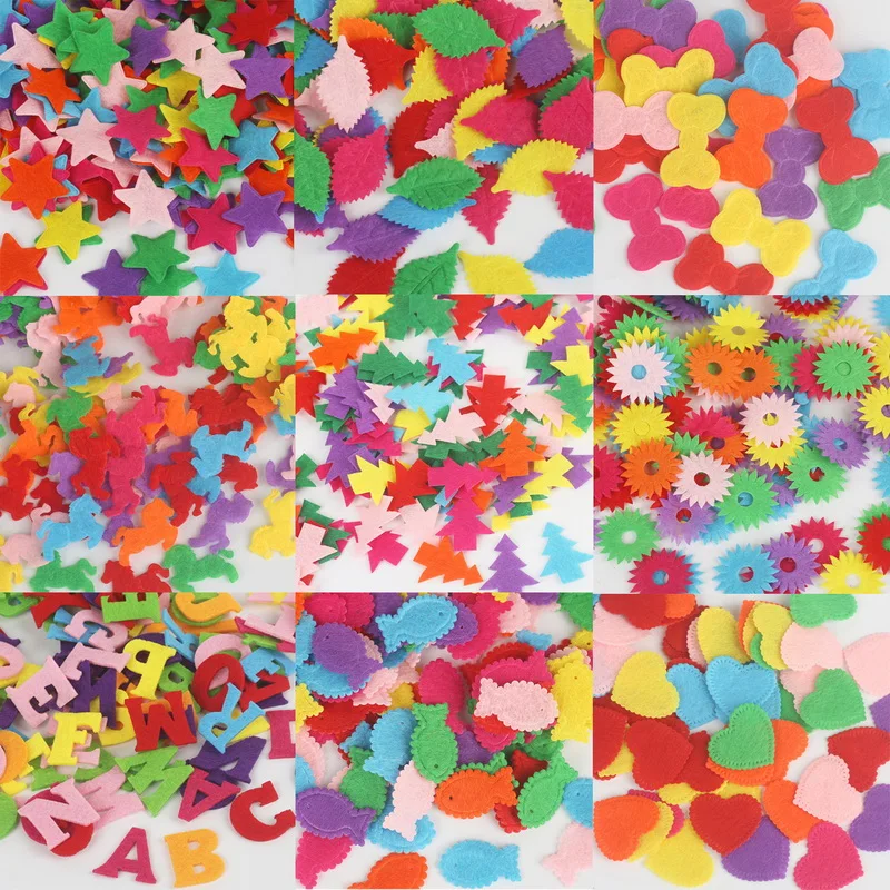 

50/100pcs/lot Random Mixed Color Multi Shapes Felt Patch Applique Felt Scrapbooking Sticker High Quality