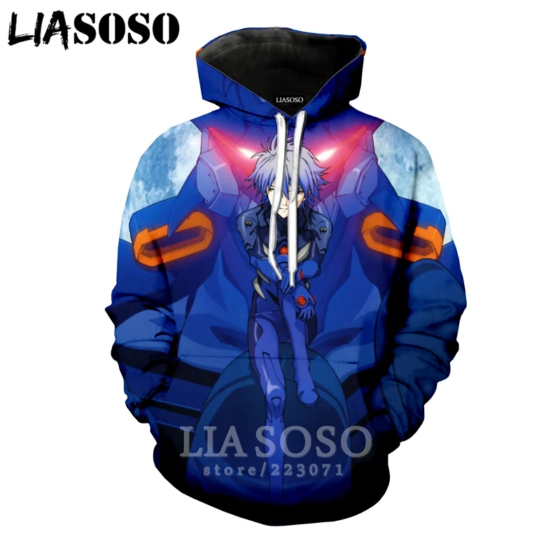 

LIASOSO Autumn New Fashion Men Women Sweatshirt 3D Print Anime NEON GENESIS EVANGELION Hoodie Long Sleeve Top Pullover A250-07