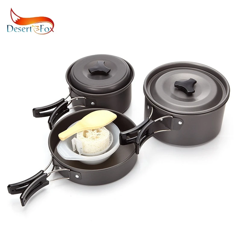 Desert&Fox Outdoor Cookware 2-3 Person Picnic Tableware, Portable Pot, Pan, Bowl Set Backpacking Hinking, Travel Tools Desert&Fox Outdoor Cookware 2-3 Person Picnic Tableware, Portable Pot, Pan, Bowl Set Backpacking Hinking, Travel Tools