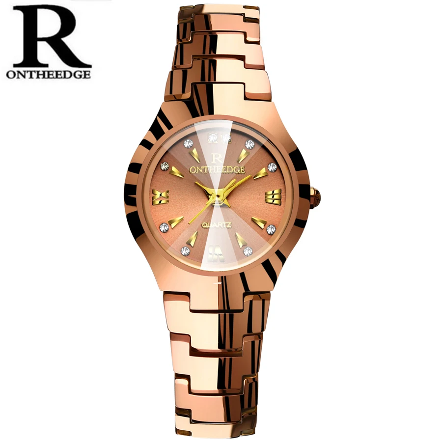 Вольфрам стали Водонепроницаемый розовое золото часы Для женщин кварцевые часы дамы Топ Роскошные Брендовые женские наручные часы для