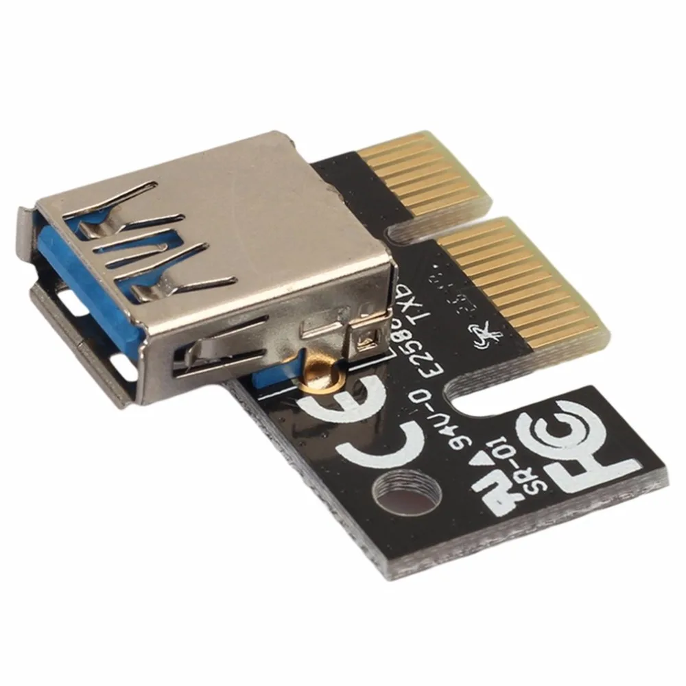 Мини PCI-E Express PCI-E Riser Card 1x до 16x с SATA 4-контактный кабель USB 3,0 для Bitcoin Miner BTC машина