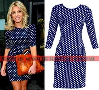 Wholesale Dropshipping Fashion Women Celebrity Vintage Polka Dot Bodycon Pencil Slimming Party Pencil Dress S,M,L,XL