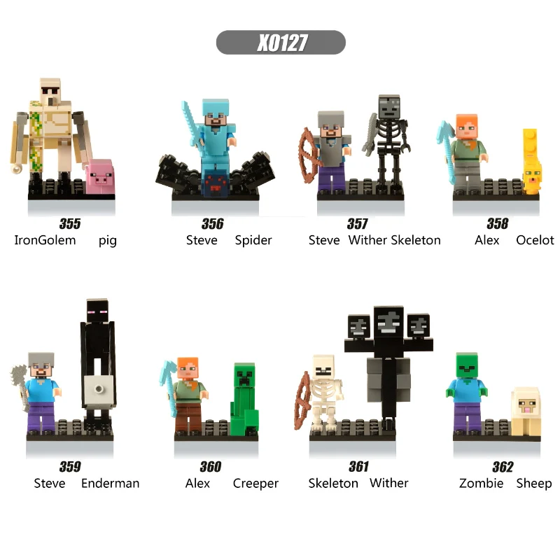 

For legoings DIY Minecrafted village figures Tree house Bricks Style mini Zombie Steve Model Building Blocks Bricks Toys for kid