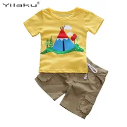 Yilaku брендовые комплекты для мальчиков Одежда для маленьких мальчиков летние детские костюм детские костюмы с принтом топы для мальчиков +