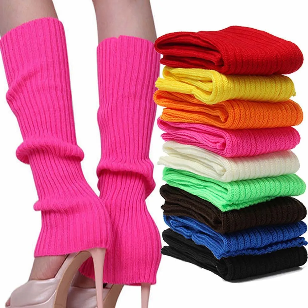 

1 pair New Arrival Winter Warm Knit Crochet Neon High Knee Leg Warmers Boot Sock Slouch calentadores de pierna