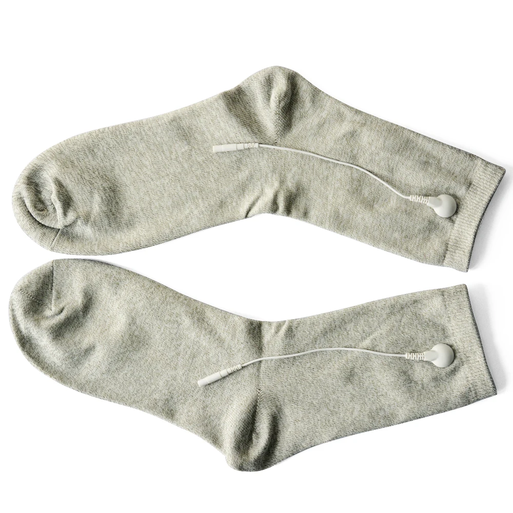 Conductive Slivery Fiber Electrode Massage Socks & Elbow pads & 4pcs Adapter Lead Wires Use For TENS/EMS Unit 3