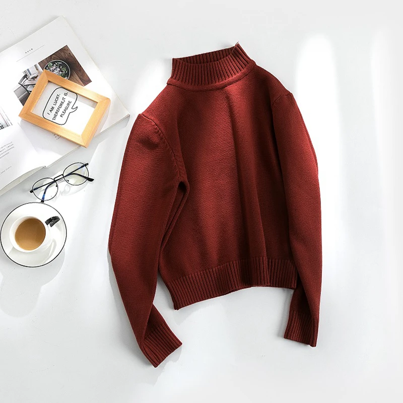 Skup Gkfnmt sweter z golfem kobiet zima ciepłe kobiet Jumper gruby boże narodzenie swetry żebrowane dziergany sweter Top Pull Femme Hiver