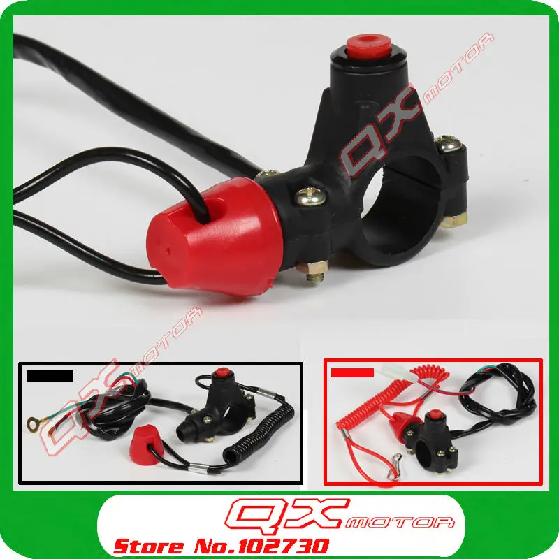 Motorcycle ATV Quad Racing Engine Stop Tether Closed Kill Switch Push