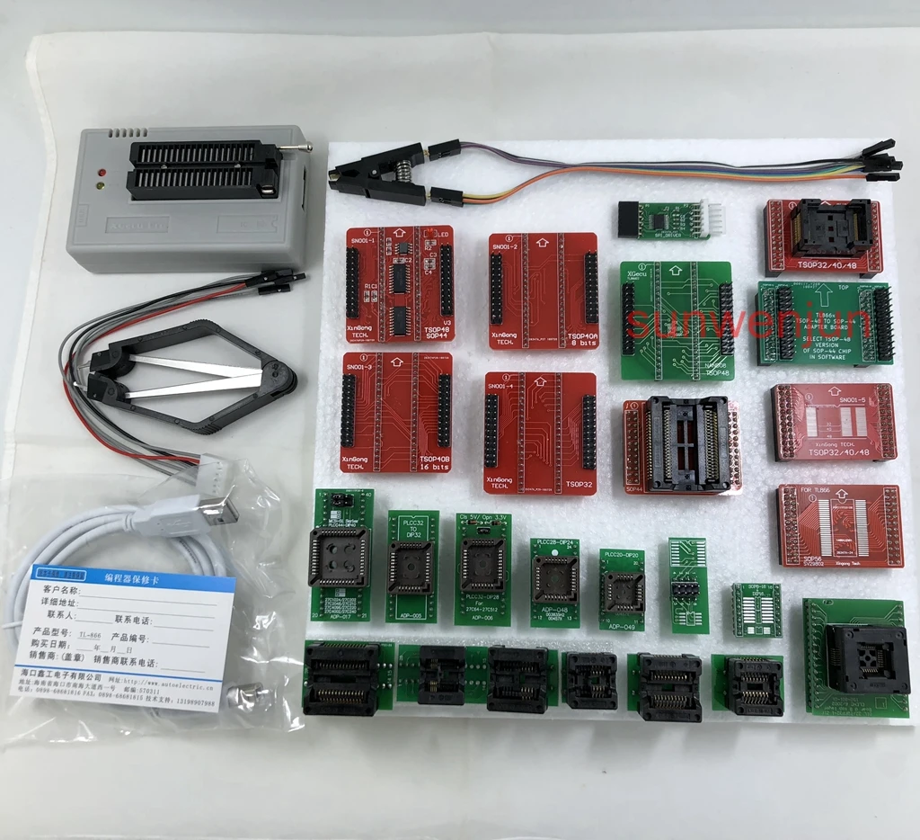 Черный выпуск V8.30 XGecu TL866II плюс USB программатор 15000+ IC SPI Flash NAND EEPROM MCU PIC AVR+ 25 шт. адаптер+ SOIC8 Testclip