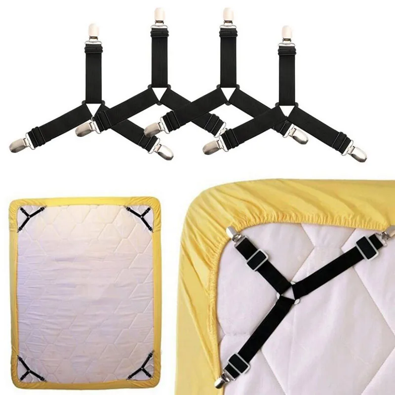 

4Pcs/Set Bed Sheet Clip Fastener Straps Fixing Slip-Resistant Belt Adjustable Blankets Grippers Holder Mattress Clip