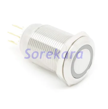 

19mm Stainless Steel Ring LED Color White Momentary 1NO 1NC Pushbutton Switch Pin Feet For Auto IP65 UL 6V/12V/24V/110V/220V
