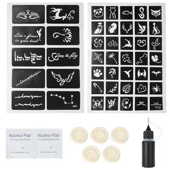 

Tattoo Set 10ml Longlasting Tattoo Ink Natural Plant Pigment Microblading Body Paint Makeup Tool With 5 Finger Sleeve 2 Template