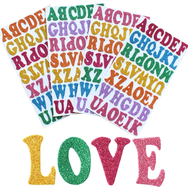 164 pcs glitter foam stickers self adhesive alphabet letter stickers glitter letter stickers