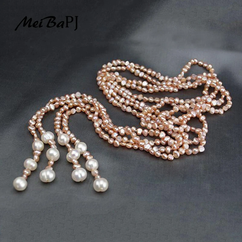 [MeiBaPJ] 2016 new fashion design 3 colors 120cm long necklaces natural pearl beads necklace for wedding jewelry