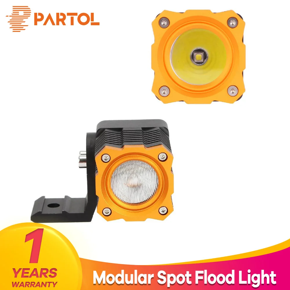 

Partol 10W Work Light 12V 24V 1000LM LED Light Bar Spot Flood Beam Offroad 4WD 4x4 Modular LED Bar for Pickup Camper Trailer