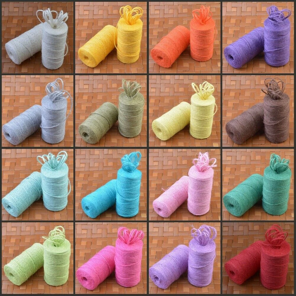 

19 solid color 100meter 3Ply Burlap Fiber Jute Twine Rope Cord String Gift Cards Plant Decoration Crafts DIY