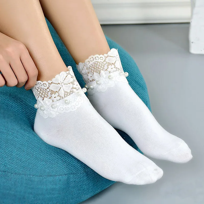 [EIOISAPRA] 2 цвета Весна/лето продукт женские хлопковые милые модные ретро имитация жемчуга носки ручной работы