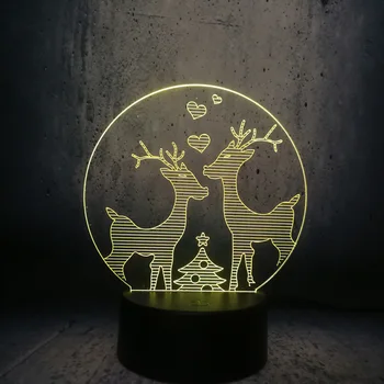 

reindeer kissing 3D USB LED Lamp Colors Changing Christmas Romantic Gift Desk RGB Night Light Bulb lovely children gifts lamp