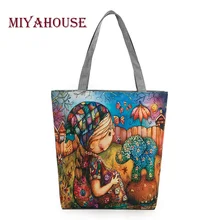 Miyaho, Женская парусиновая сумка с принтом в виде персонажей, для девушек и слонов, женская сумка на плечо, для ежедневного использования, женские сумки-тоут