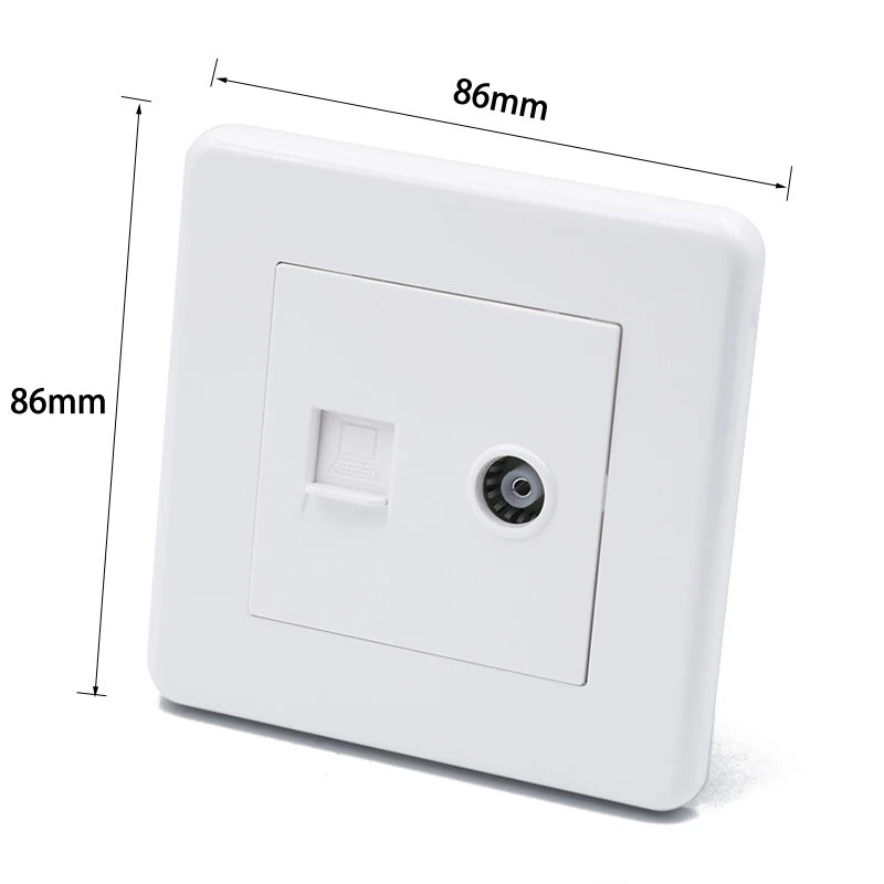 RJ45 компьютерная настенная пластина с коаксиальным кабелем ТВ розетка белого