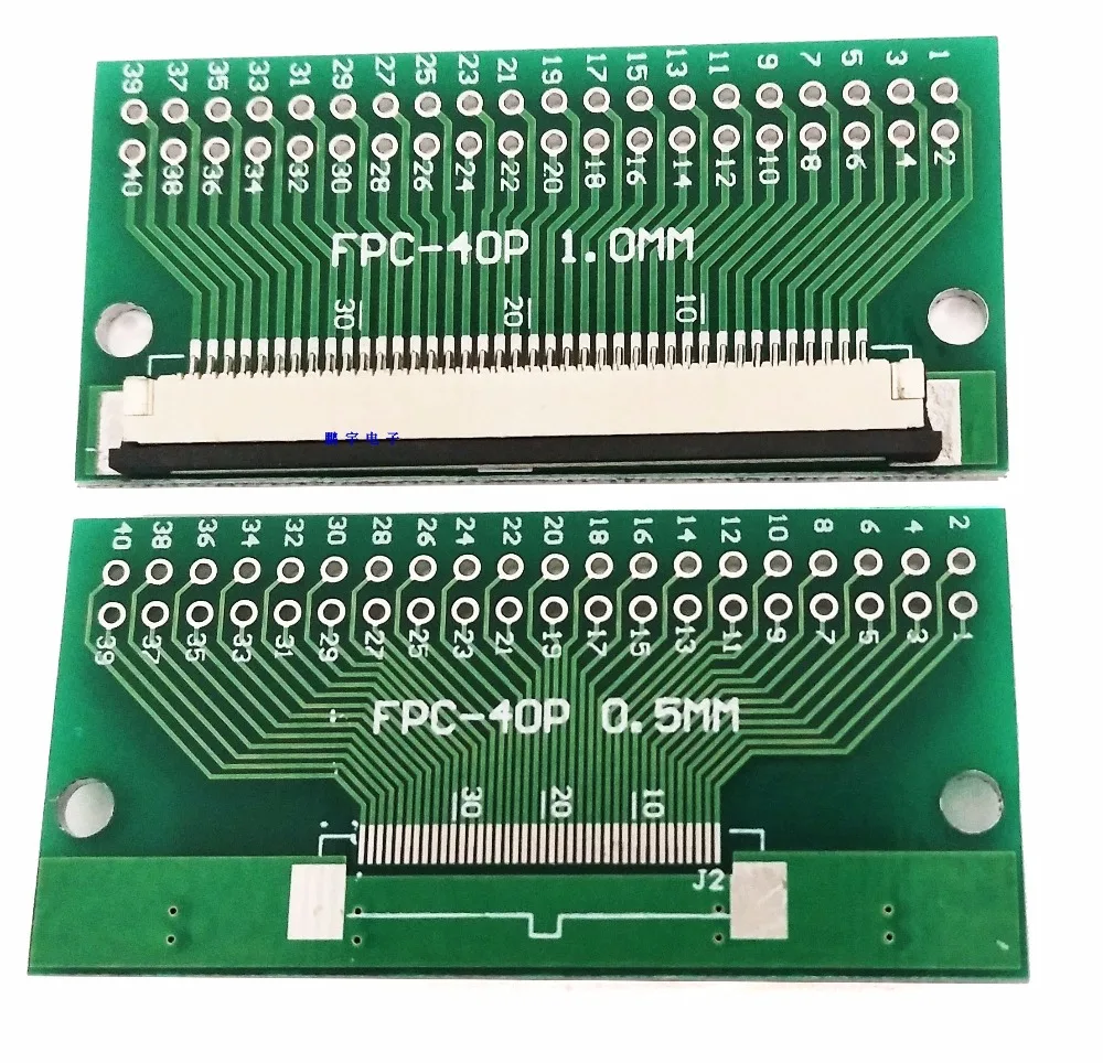 Free shipping 10pc FFC FPC 40PIN transfer board with connector FFC to DIP 2.54 TFT LCD panel 1mm 0.5mm pitch pcb double sided