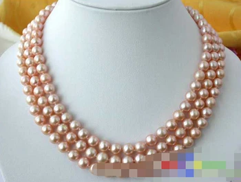 

02795 3ROW ROUND PINK FRESHWATER CULTURED PEARL NECKLACE