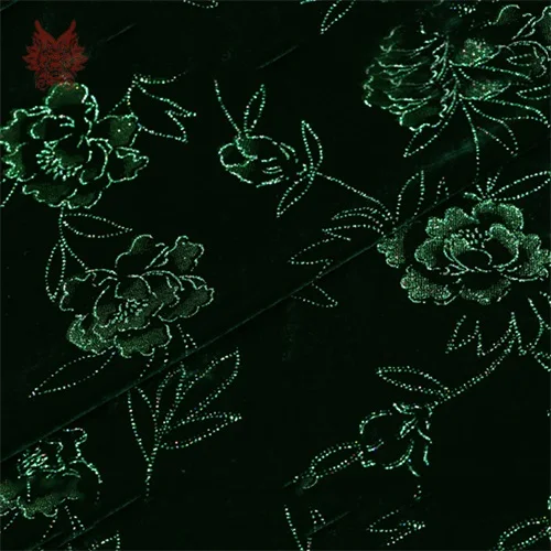 Чистый шелк нижняя часть с бархатной тканью для платья Роскошные Цветочные бронзовые темно-зеленые бархатные шелковые ткани tissu tecidos SP4475 - Цвет: Dark green per pic