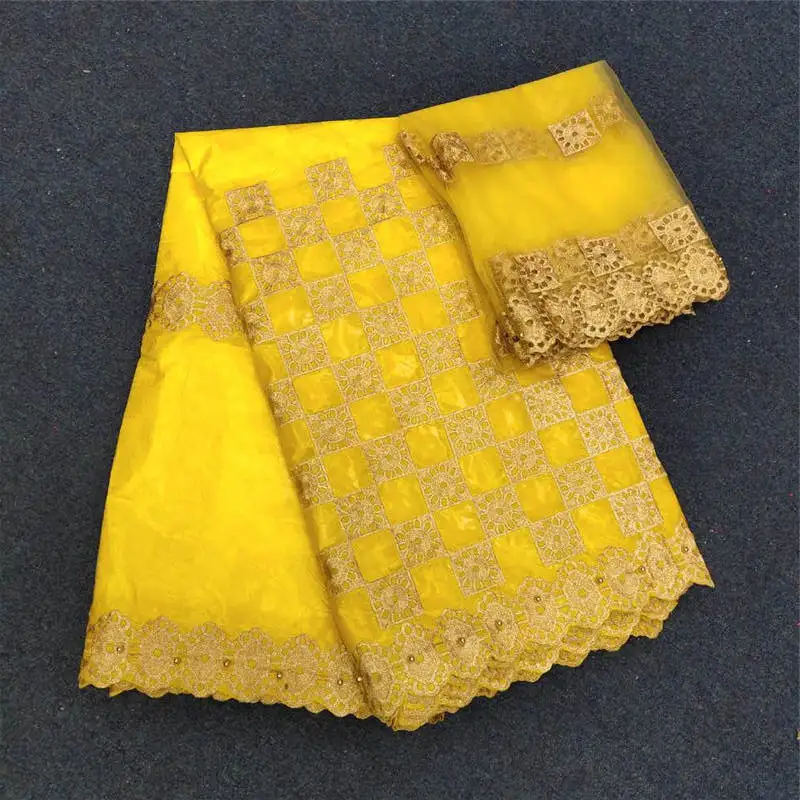 

TL!Bazin Riche Lace Fabric With Green Embroidered Beaded Basin Fabric And 2 Yards Net Blouse Style For India Wedding ! P61085