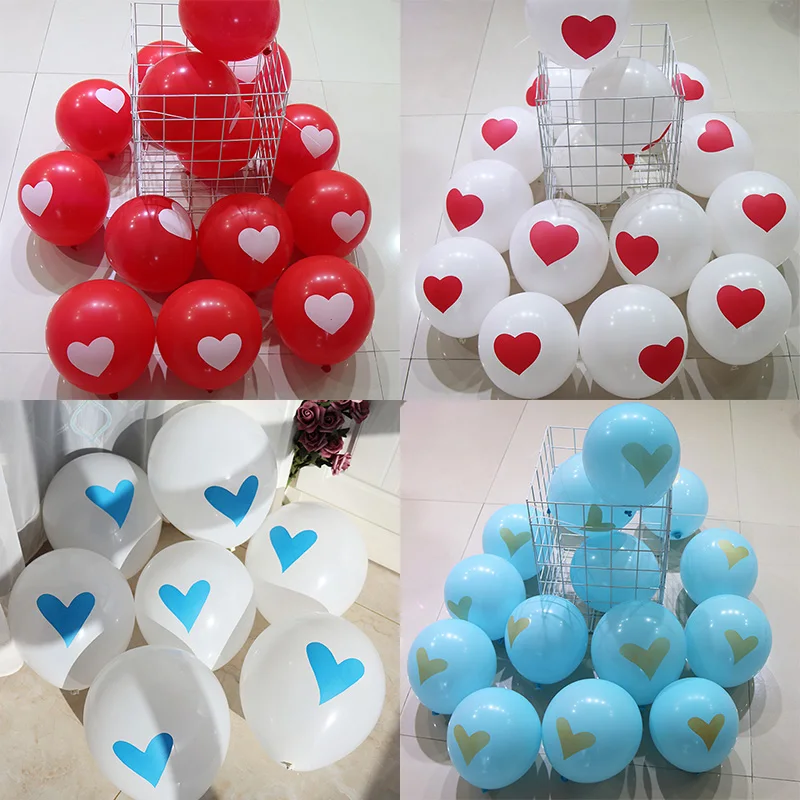

BTRUDI 10pcs Wedding Birthday Party Peach Heart Balloon Red blue white Valentine's Day balloons