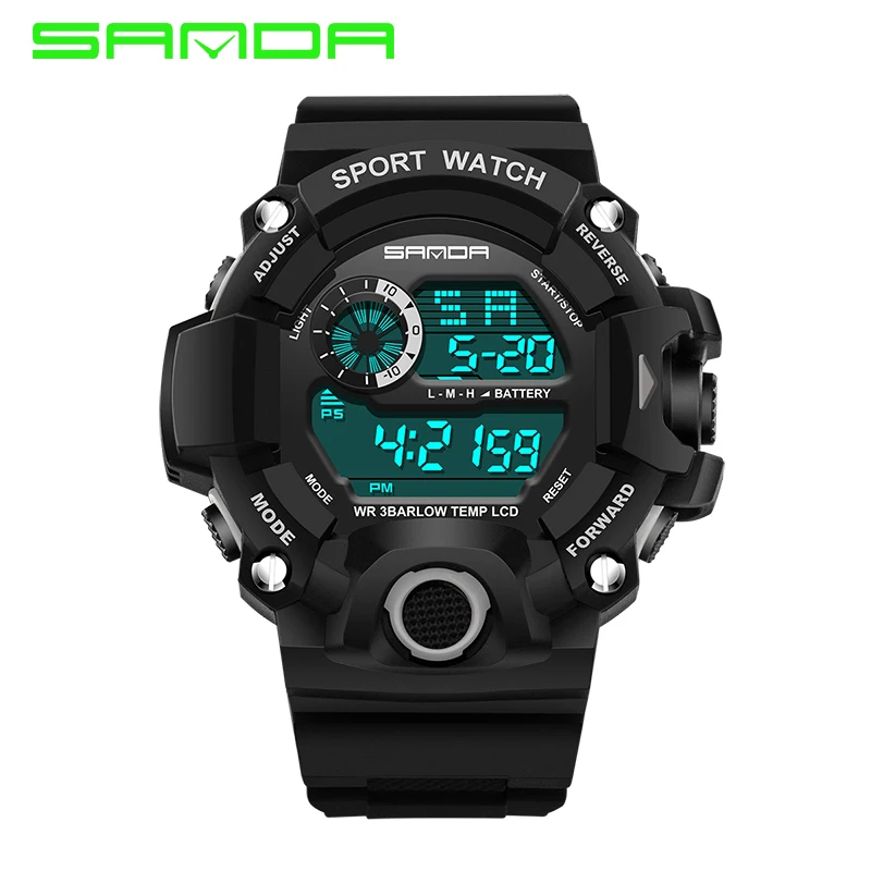 SANDA, модные спортивные цифровые часы для мужчин, для дайвинга, спортивные, светодиодный, водонепроницаемые, Женева, военные часы, Relojes hombre 326