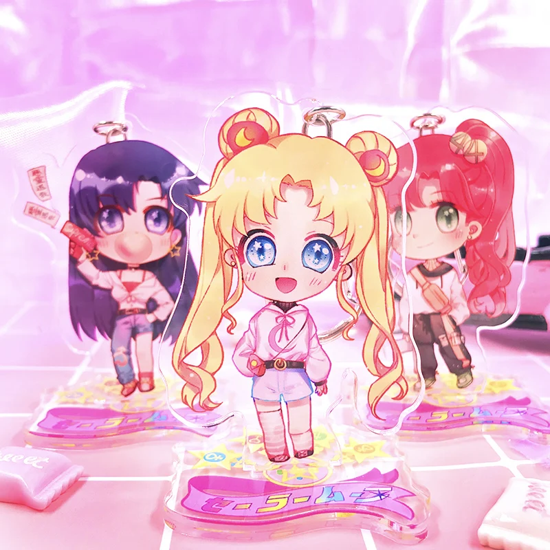 Брелок для ключей в японском стиле Sailor Moon Tsukino Usagi Mizuno Ami фигурка на акриловой