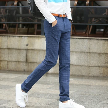 

2019 New Trend Plaid Smart Business Casual Full Length Pants Mens Office Wear Straight Pants Male Slim Fit Autumn Trousers 28-40