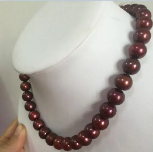 

fast 12-13mm round south sea chocolate pearl necklace17inch14k AAA