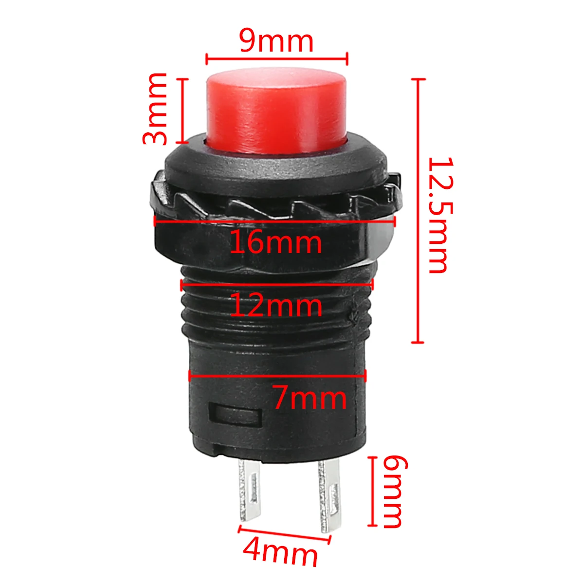 New 5pcs/set 12mm Red Car Dash On-Off Momentary Push Button Horn Doorbell Switch 125V 3A
