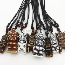 Смешанные партии 8 шт. маори/Гавайский стиль имитация кости резные TIKI man god Подвески ожерелье подарок YN424