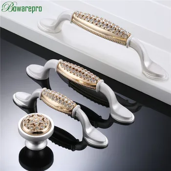 

bowarepro 36/76/96/128MM Furniture Handle Luxury Diamond Cabinet Knobs and Handles Door Cupboard Kitchen Pull Handles Hardware