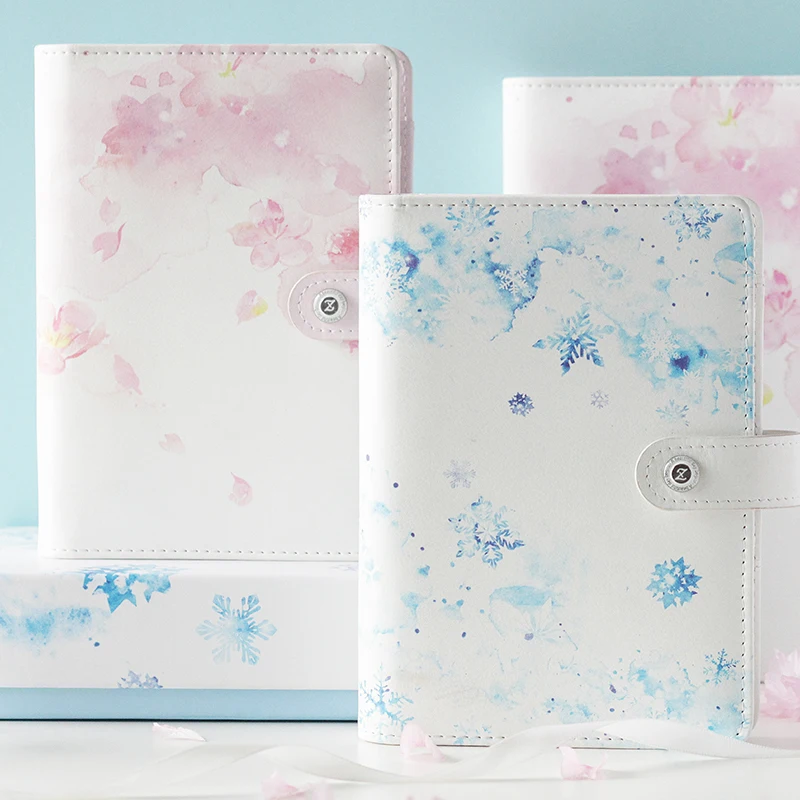 Najtaniej 2019 Yiwi wiśniowe kwiaty różowy niebieski A5 A6 luźny liść Planner Faux skórzany notes notes Book