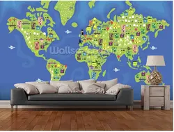 Пользовательские Детская обои, мультфильм мир Географические карты, 3D мультфильм обои для гостиной спальня детская комната стены ПВХ обои