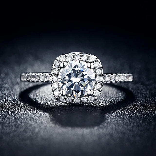 silver plated Plated Wedding Rings For Women Square Simulated zircon Jewelry Bag silver plated Plated Wedding Rings For Women Square Simulated zircon Jewelry Bag